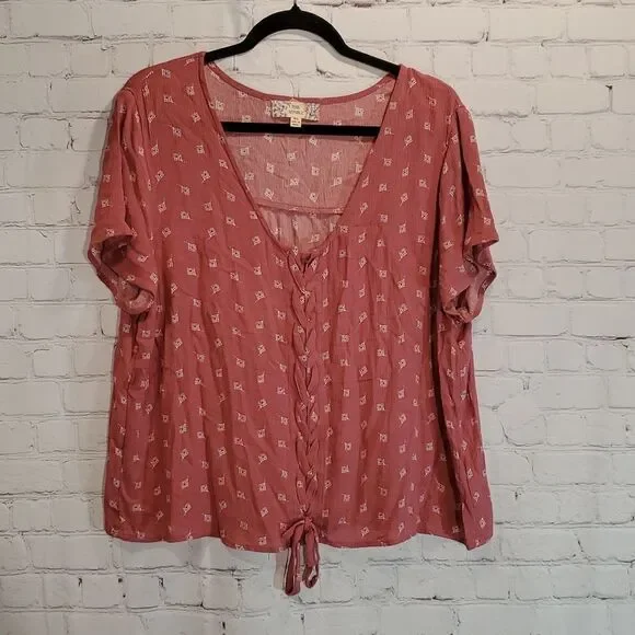 Pink Republic boho tie front top size XL - Picture 1 of 6